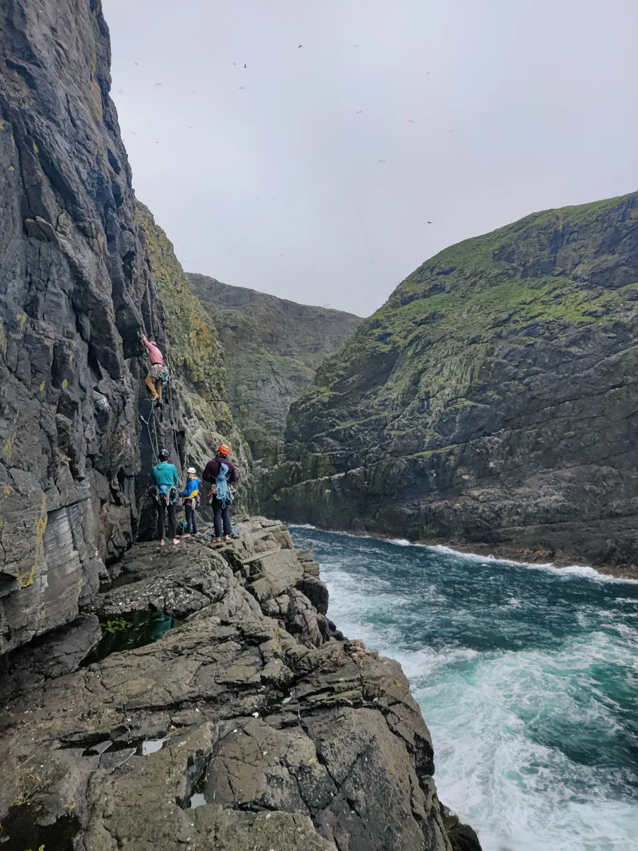 The ledge of Arnamul wall. Scouting new lines.
